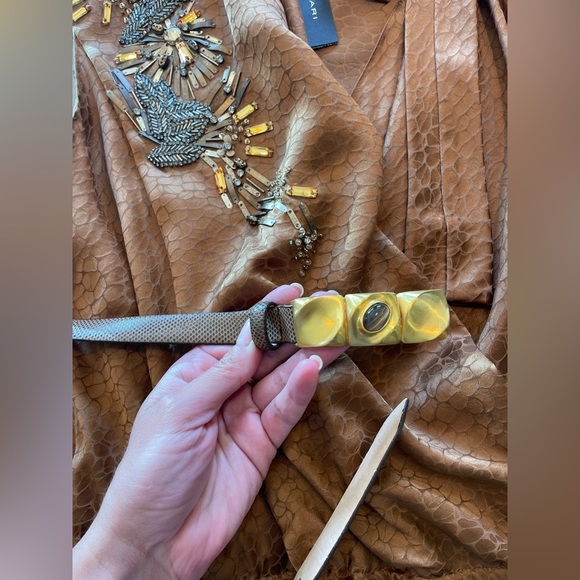 NWT women’s Ellie Tahari patterned silk jewel dress with Carlisle belt size 8 - Picture 5 of 10